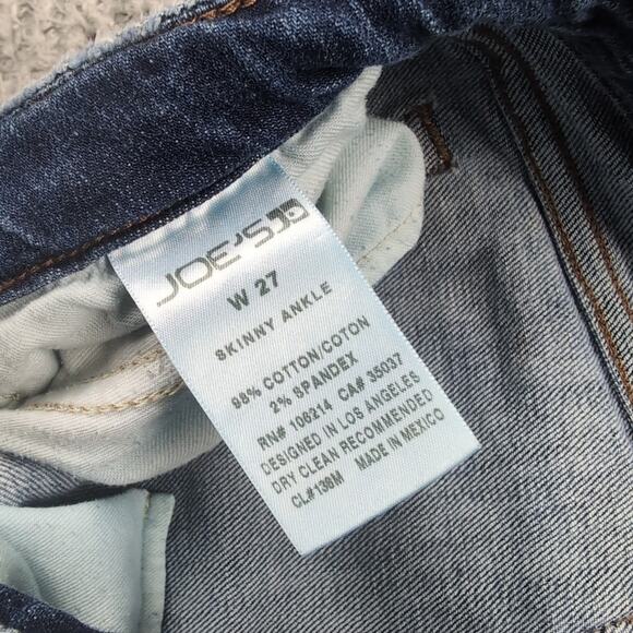 Joes Jeans Womens 27 Blue Skinny Ankle Denim Stretch Thrashed Normcore Bikercore - Picture 4 of 9